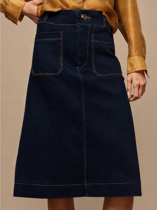 Maeve Dresses & Skirts - NWT Anthropologie Maeve The Colette Denim Midi Skirt Midnight Rinse Small